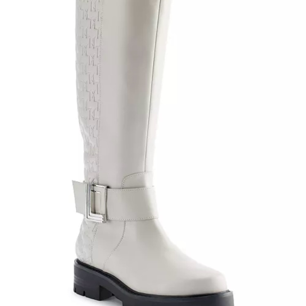 Karl Lagerfeld bone white  Over the Knee Boots with Chunky Sole
